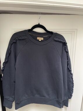 Burberry Navy Ruffle-Trim Crew Sweatshirt